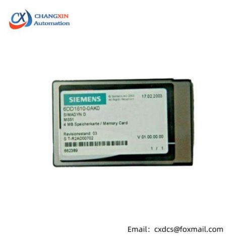 Siemens 6DD1610-0AK0 Flash Memory Module: Advanced Technology for Industrial Control Solutions